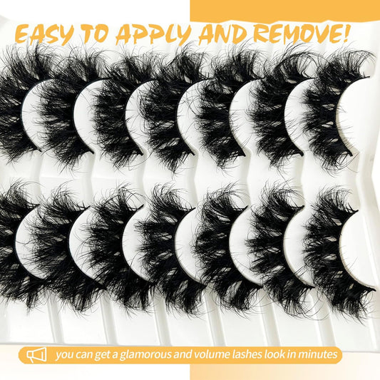 Dramatic Lashes Mink 6D Long Big Mink Strip Lashes Wispy 18Mm/20Mm D Curl Eye Lashes Pack Thick 3D Volume False Eyelashes