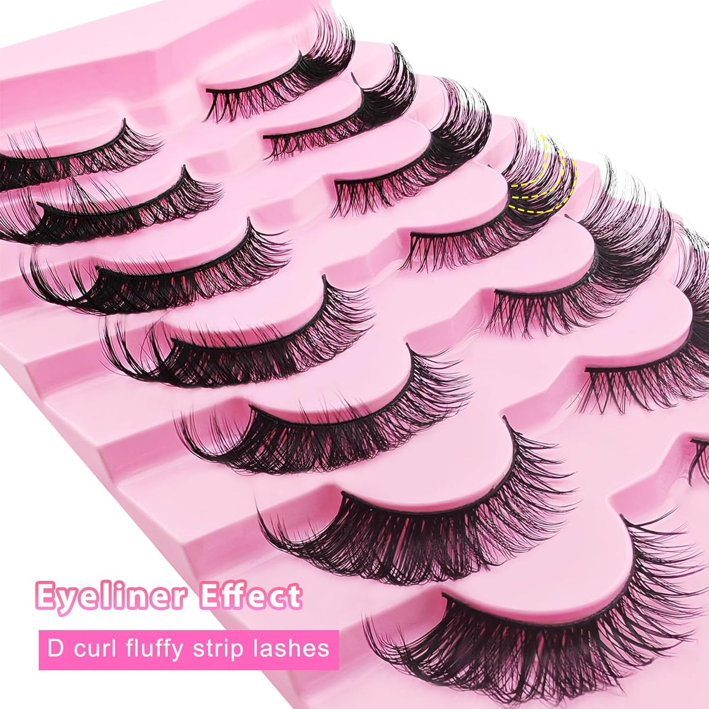 7 Pairs Fox Eye Lashes Flu-Ffy 20Mm Cat-Eye Lashes Curly Volume Eyelashes Faux Mink Lashes That Look like Extensions Lashes Wispy False Eyelashes Natural Look(Fox-16)