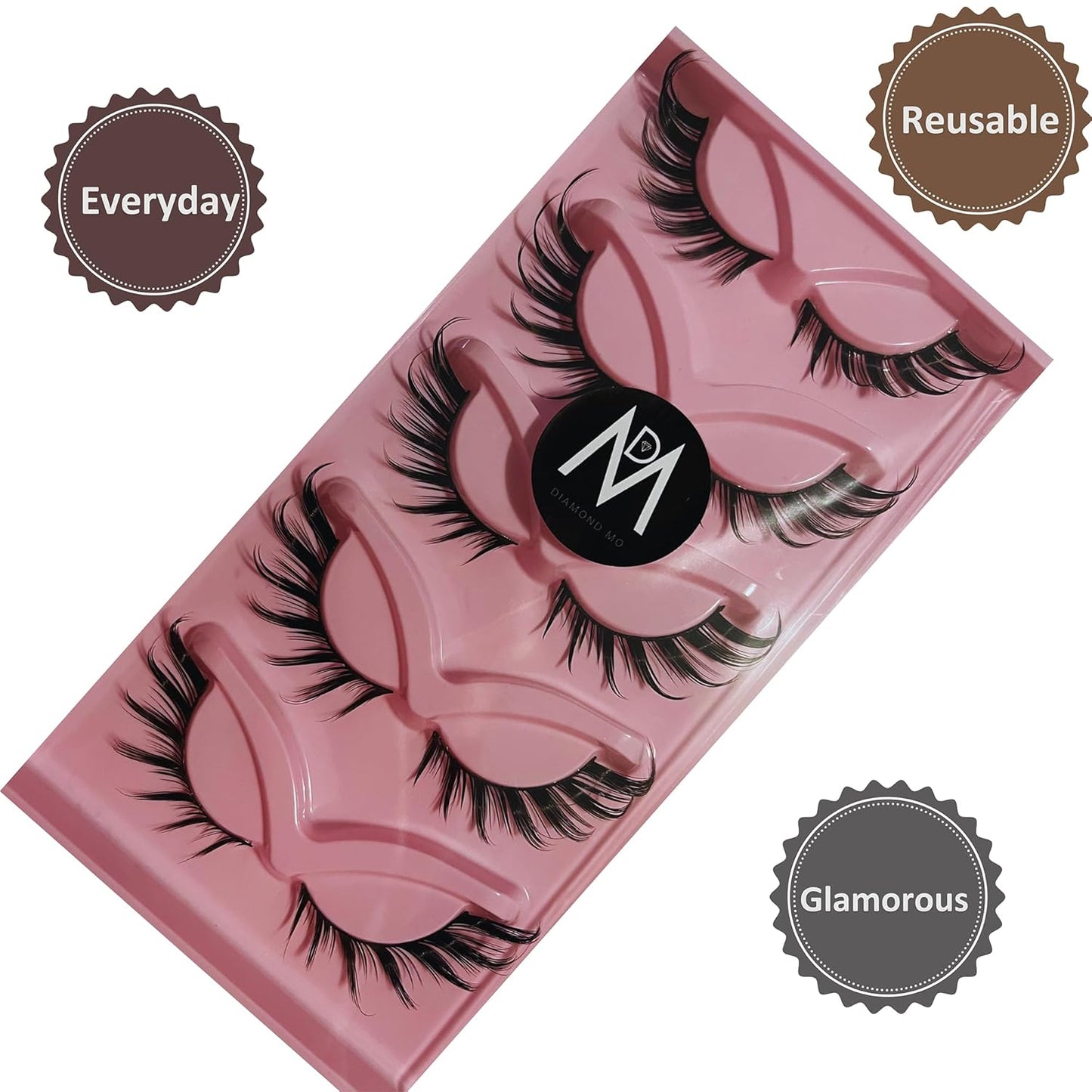 Cat Eye Lashes Mink Magnetic Eyelashes Natural Look 3D Curl Winged Natural Durable Makeup Realistic Self Adhesive Messy End Eye Elongated Thick False Eyelashes Soft Fake Lashe (5 Pairs Pack) (Style 2)