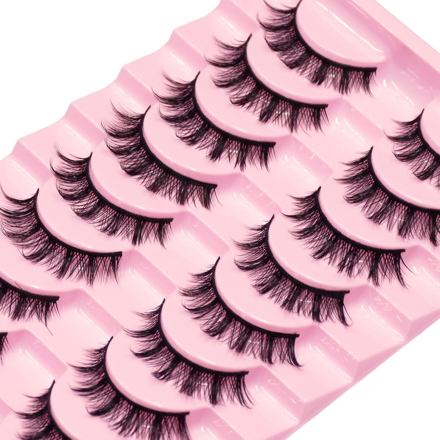 12Mm Manga Natural Look False Eyelashes, Reusable Strip Lashes, Including 10 Pairs of Eye Lashes, Easy to Apply Doll Makeup (01)