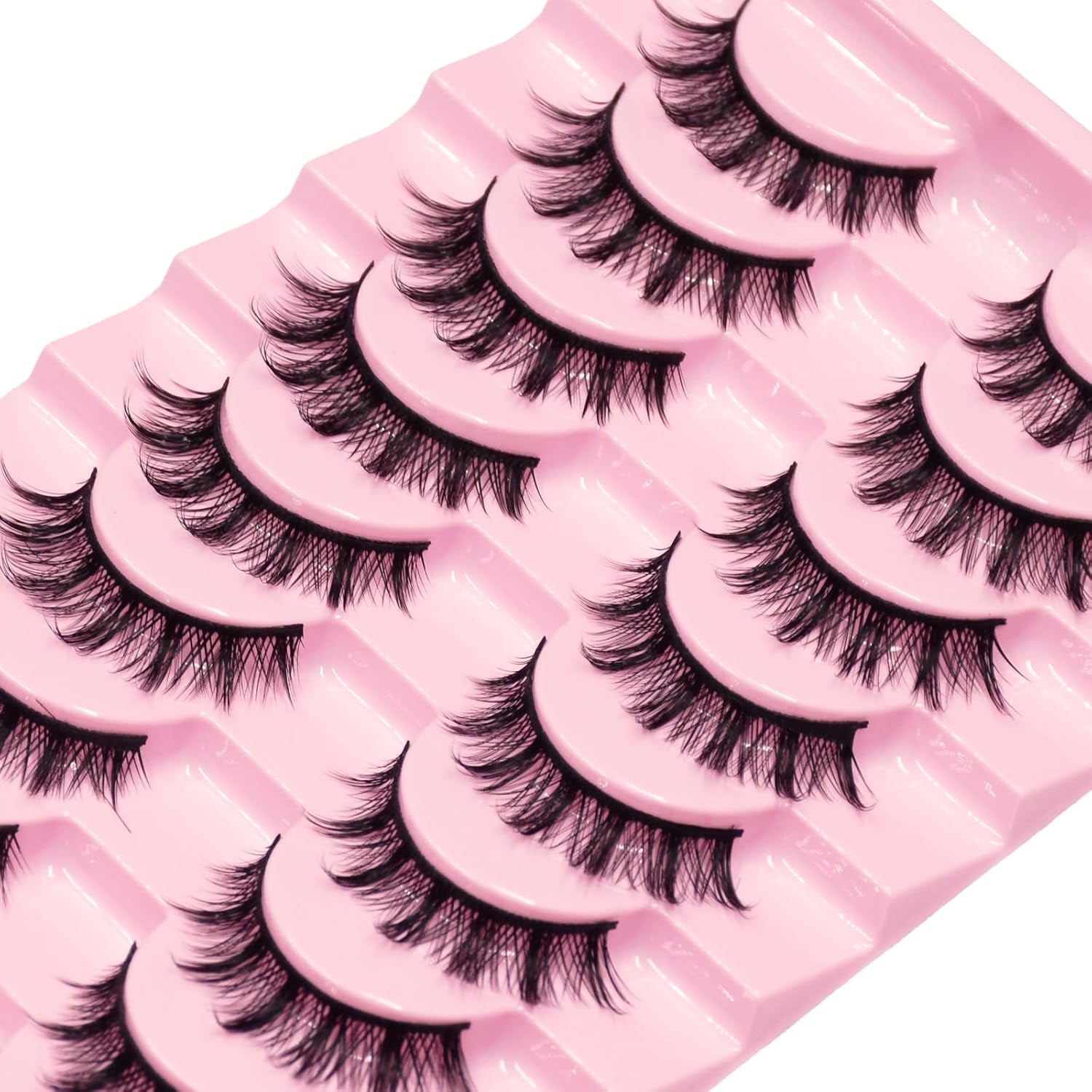 12Mm Manga Natural Look False Eyelashes, Reusable Strip Lashes, Including 10 Pairs of Eye Lashes, Easy to Apply Doll Makeup (01)